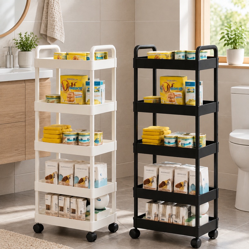 Book Cart Rolling - Troli Penyimpanan 5 Tingkat dengan Roda,