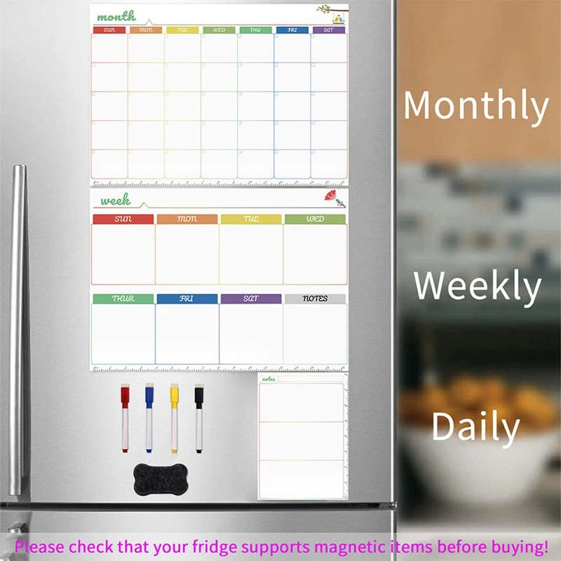 Magnetic Whiteboard Calendar - Rencana Harian Minggu Bulan Kalender Magnetik