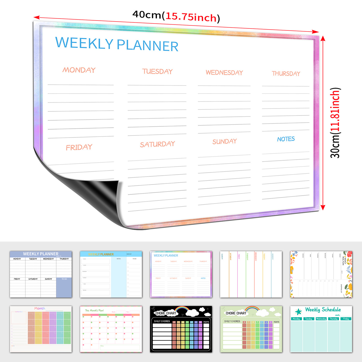 Magnetic Whiteboard Calendar - Papan Perencanaan Mingguan Magnetik untuk Kulkas