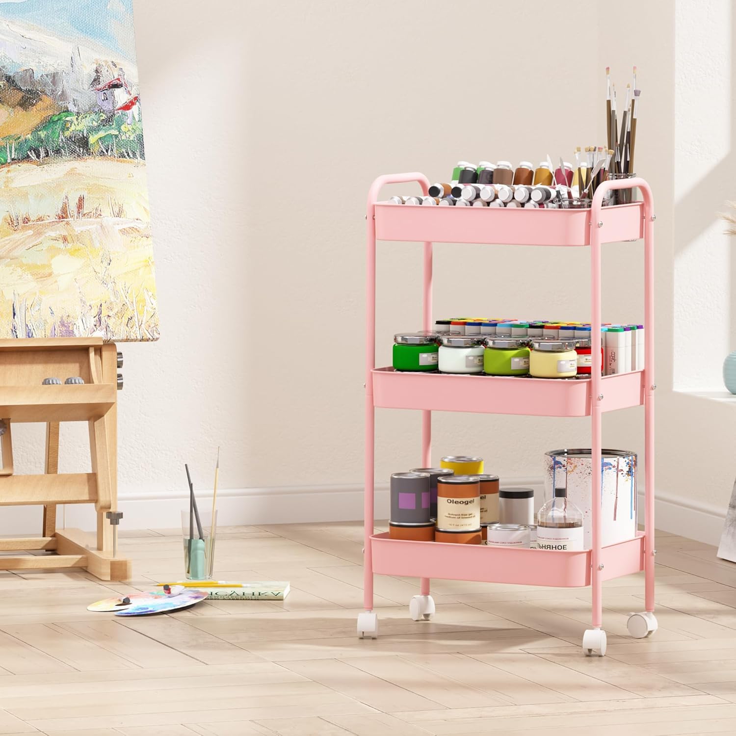 Troli Penyimpanan 3-Tingkat de - Book Cart Rolling ulasan dan harga